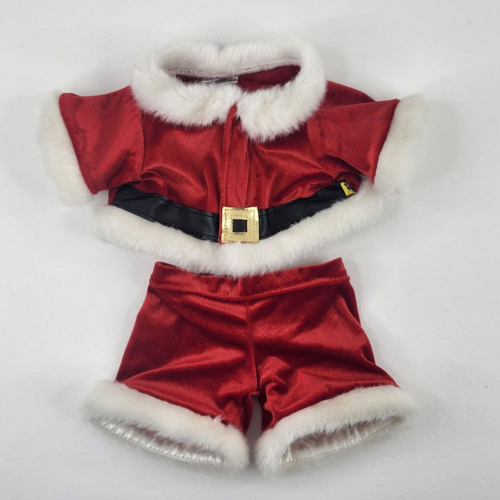 Build A Bear Santa Claus Suit Outfit Red Top Pants 2 piece Christmas BABW